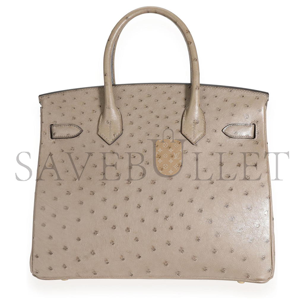 H**mes master birkin 30 ostrich trench beige gold hardware 172854 (30*22*16cm)